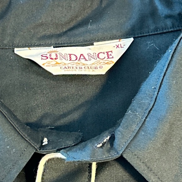Vintage Sundance Career Club Mens XL Black Western Pearl Snap Shirt White Piping - Picture 2 of 7